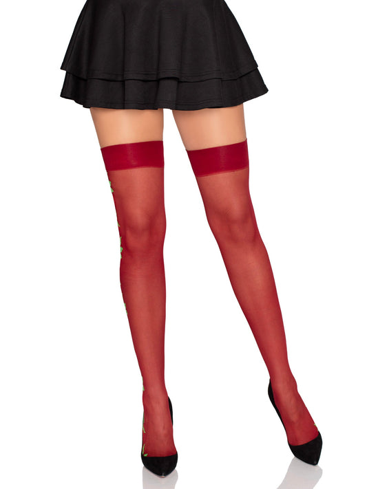 Roselle Floral Side Thigh Highs