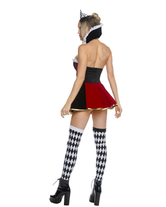 Red/Black 4pc Wonderland Queen in velvet for rave looks