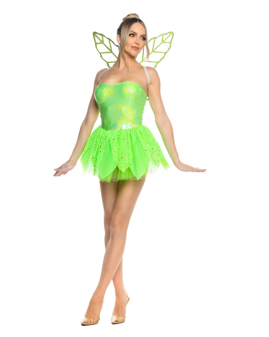 Green 3pc Happy Thoughts Pixie in spandex for rave looks