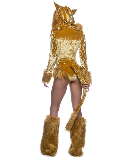 Gold 1pc Lusty Lioness in faux fur for rave looks