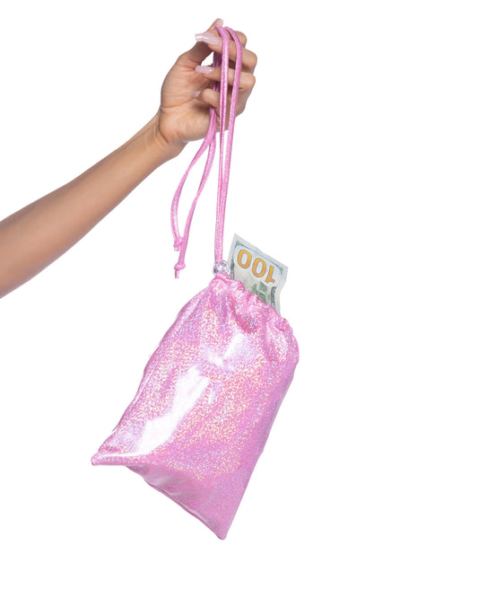 Black Shimmer Money Bag in reflective for rave looks