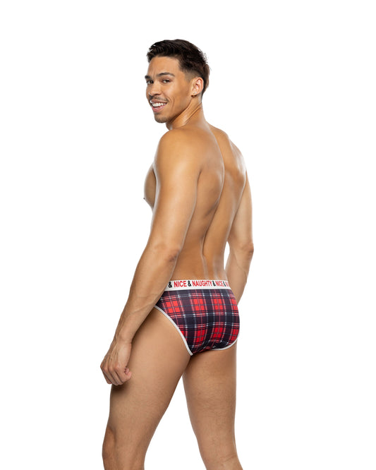 Black/Red Naughty & Nice Briefs in lace for rave looks