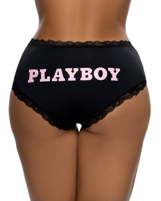 Black/Pink Ultra Soft Playboy Panty for rave looks