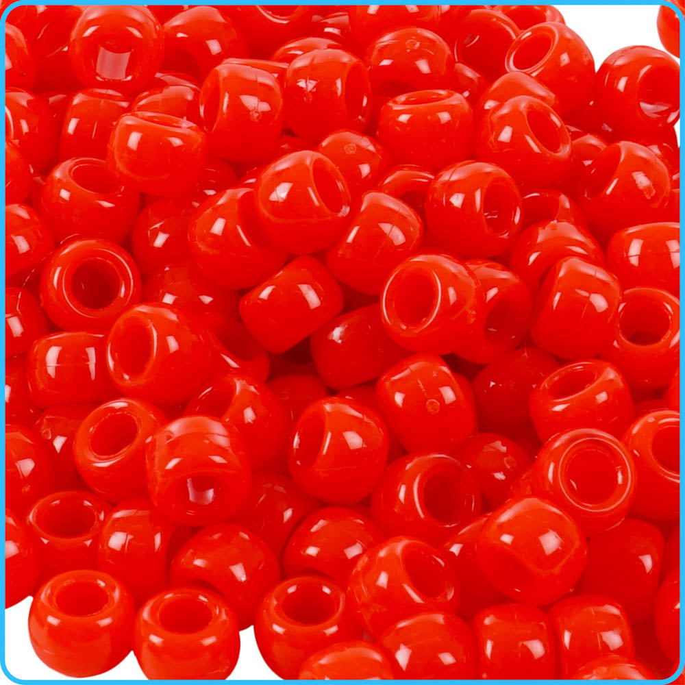 Red Opaque Pony Beads (9mm, 300 Pack)