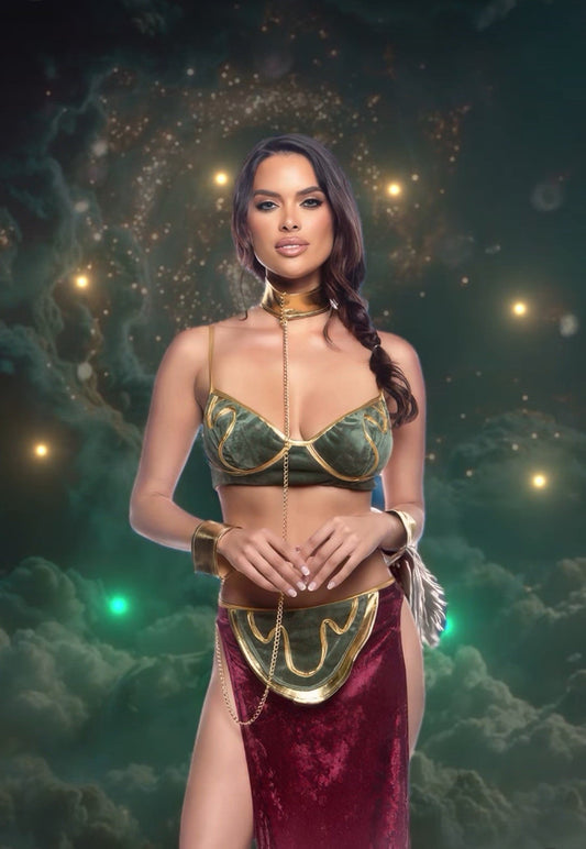 Green/Burgundy 3pc Far off Galaxy Princess for rave looks