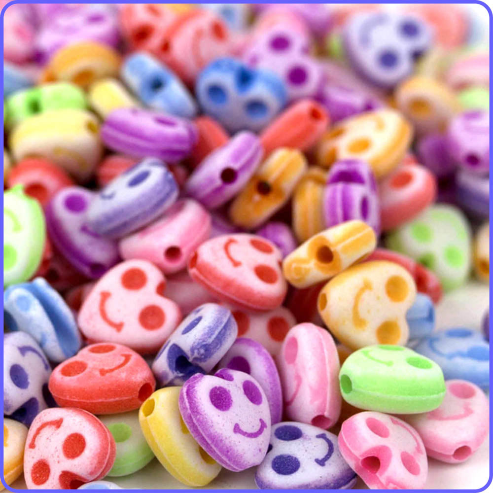 Pastel Smiley Heart Beads (150 Pack)