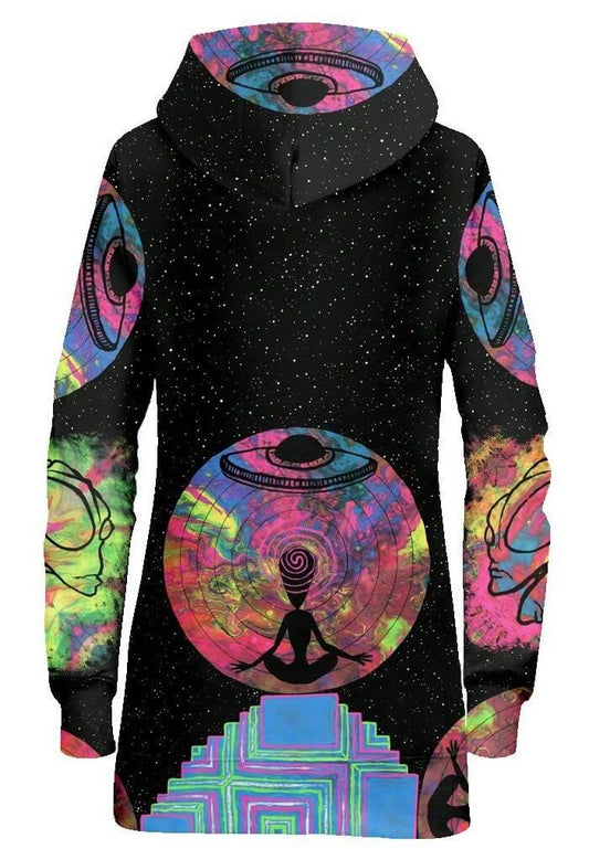 Alien Meditate Hoodie Dress
