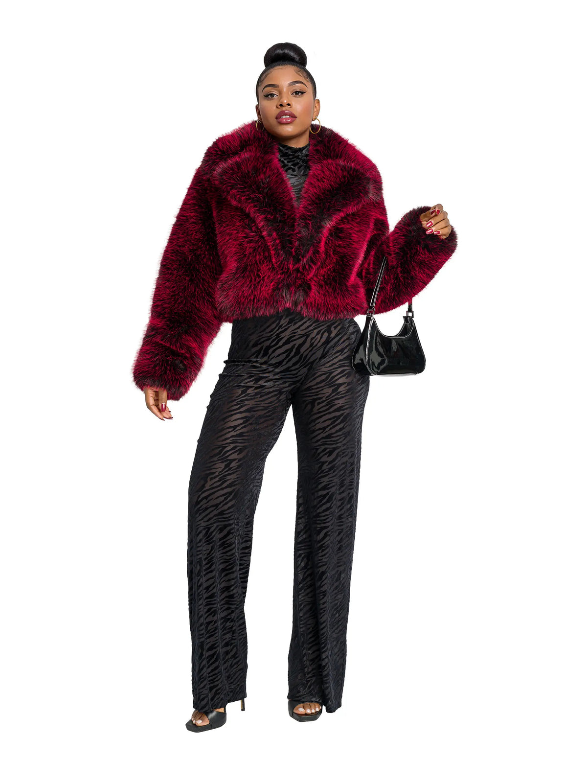 Y2K Faux Fur Jacket - Red