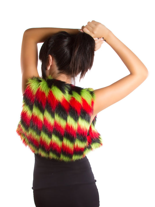 Black Red & Green Zig Zag Vest