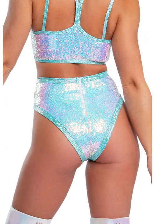 Cosmic Mint Sequin Wide Binding Shorts