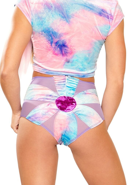Cotton Kandi Tie-Dye Daisy High-Waist Short