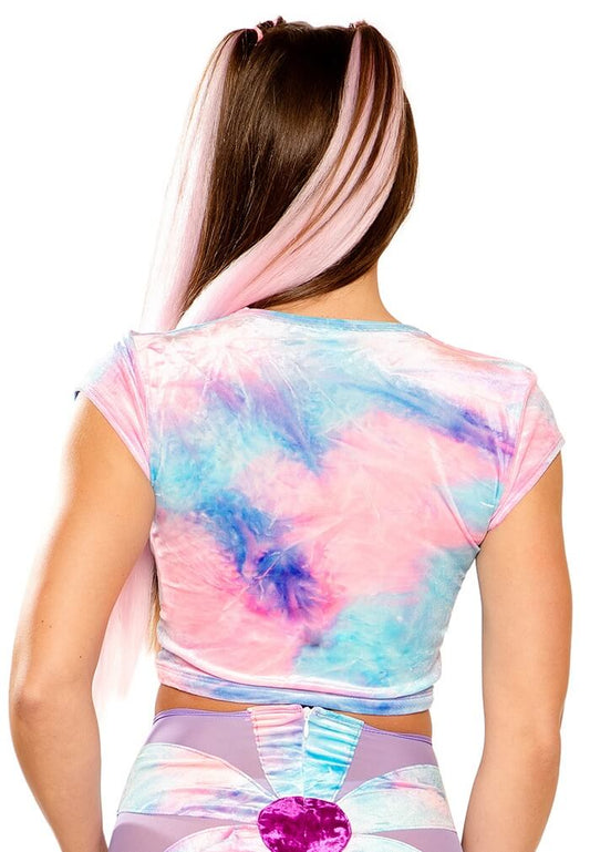 Cotton Kandi Tie-Dye Stretch Velvet Crop Top - raveready