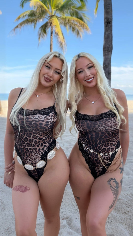Leopard Fierce Teddy in lace for rave looks