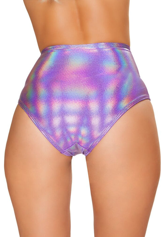 Lavender High-Waisted Shorts With Sheer Panel