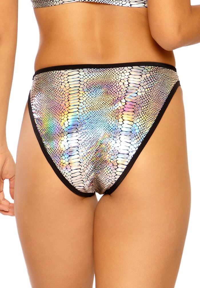 Metallic Silver Cobra High Waist Shorts