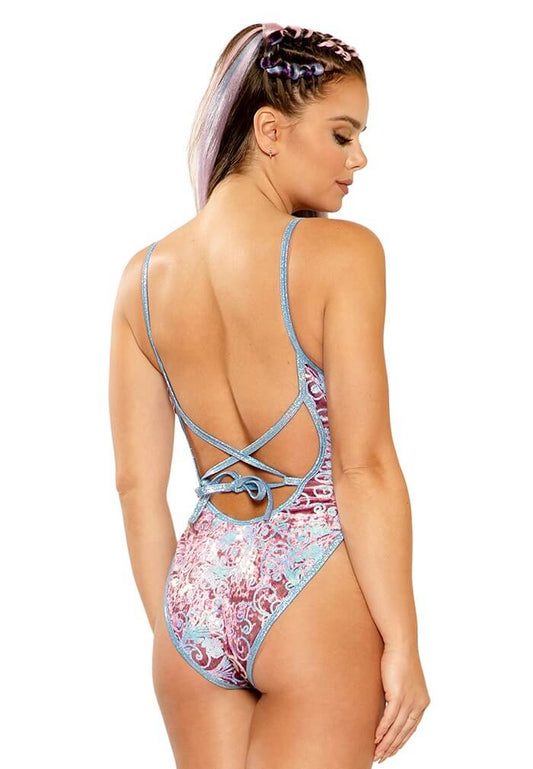 Rose Prism Sequin Embroidered Bodysuit