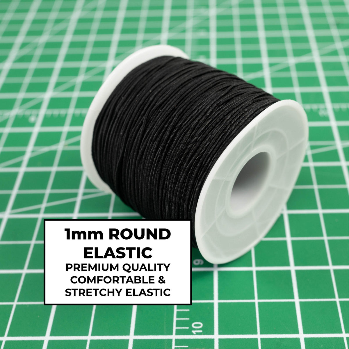 Elastic Kandi String Cord (1mm, Black or White)