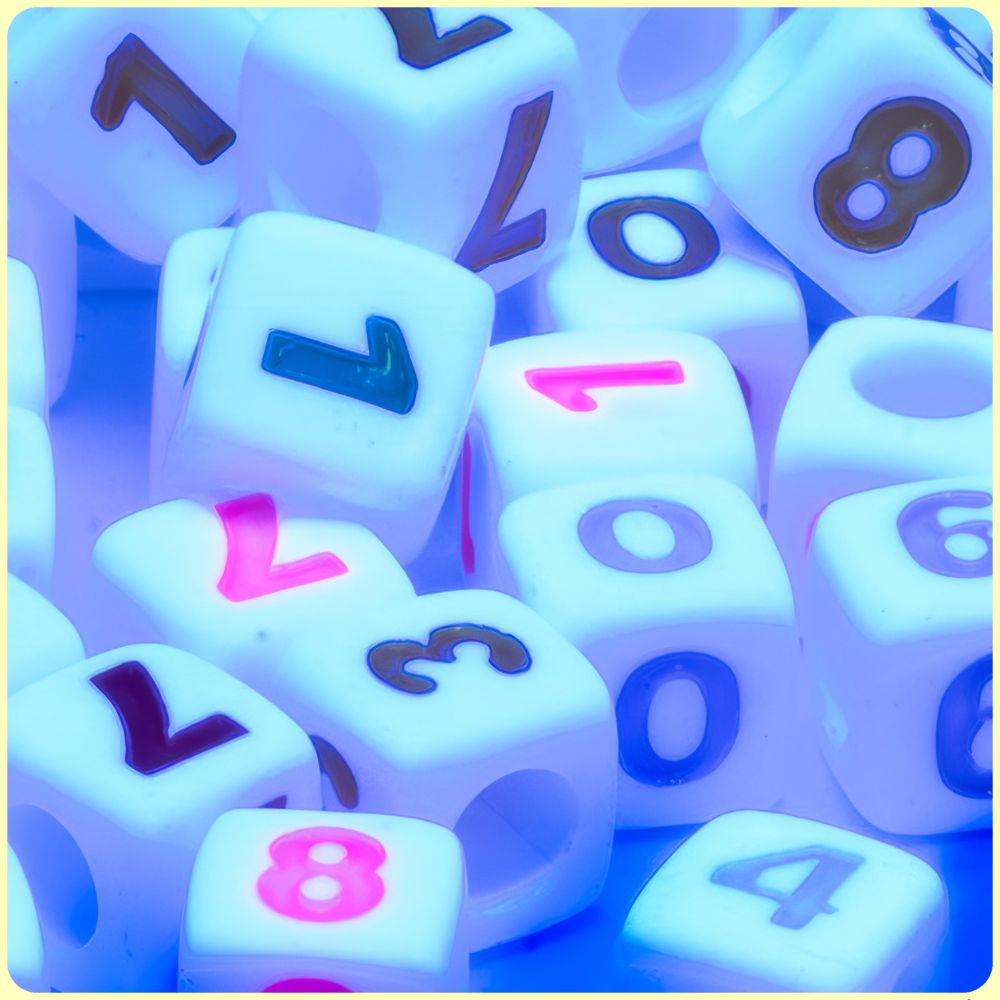 White Fluorescent UV Number Beads (100 Pack)