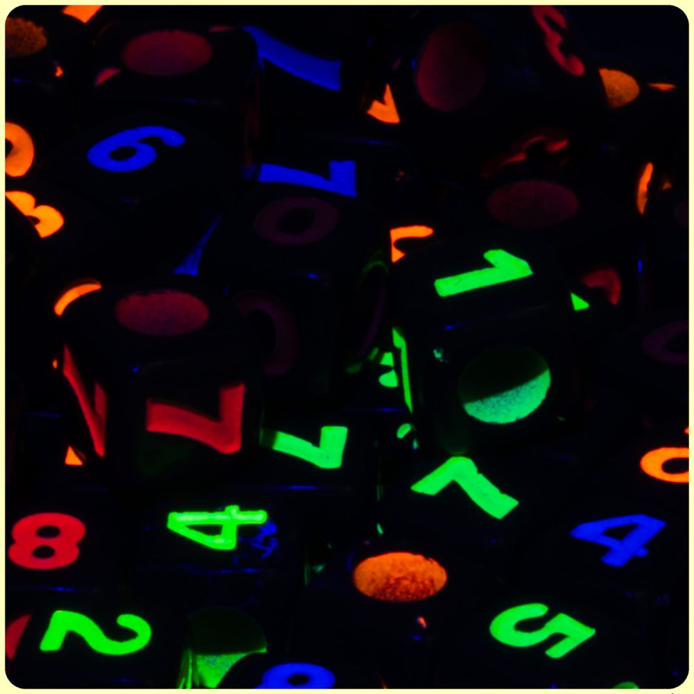 Black Fluorescent UV Number Beads (100 Pack)
