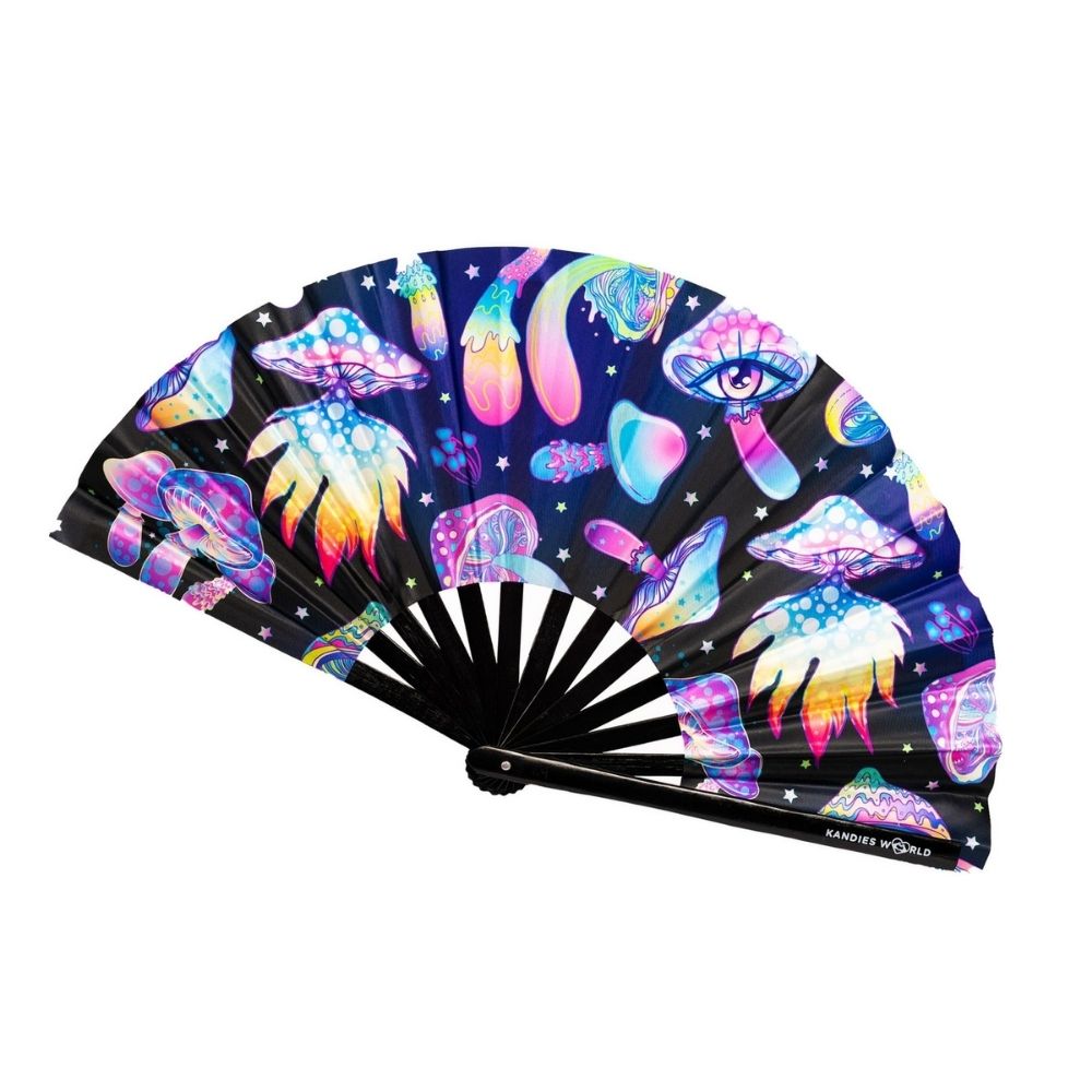 Trippy Mushroom Hand Fan