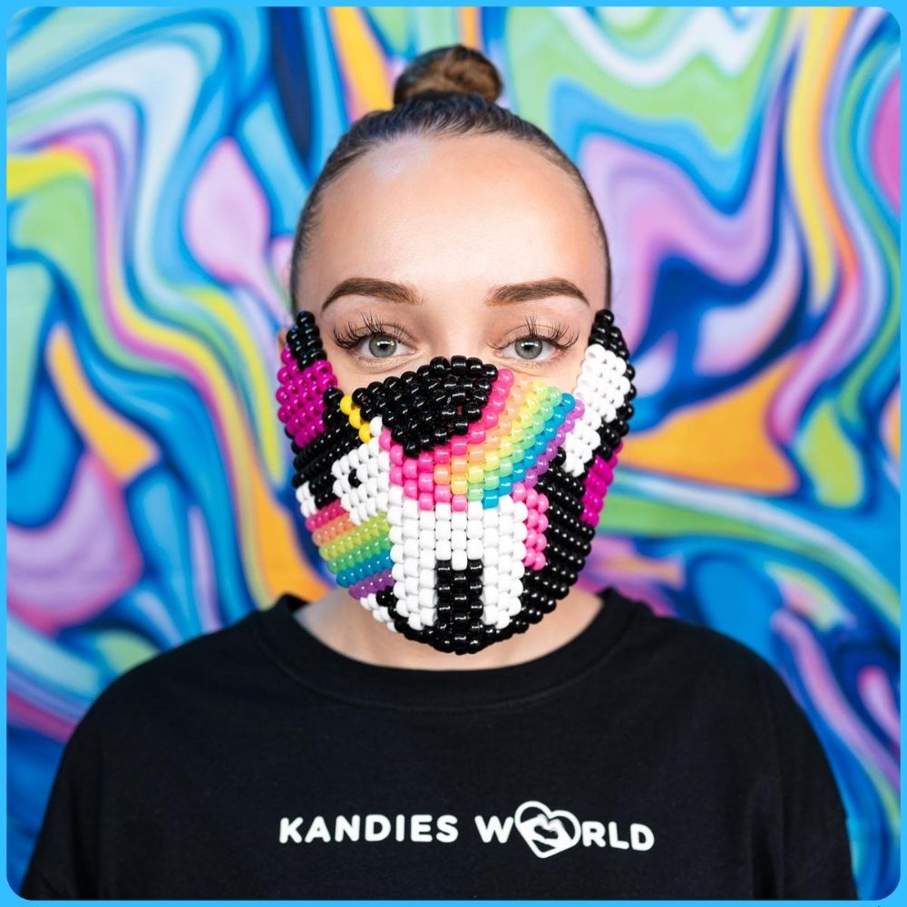 Rainbow Unicorn Glow Kandi Mask (Shield)