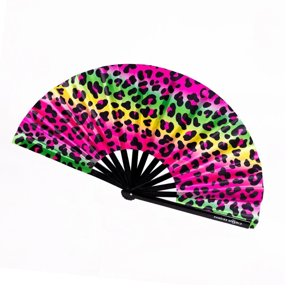 Rainbow Cheetah Hand Fan