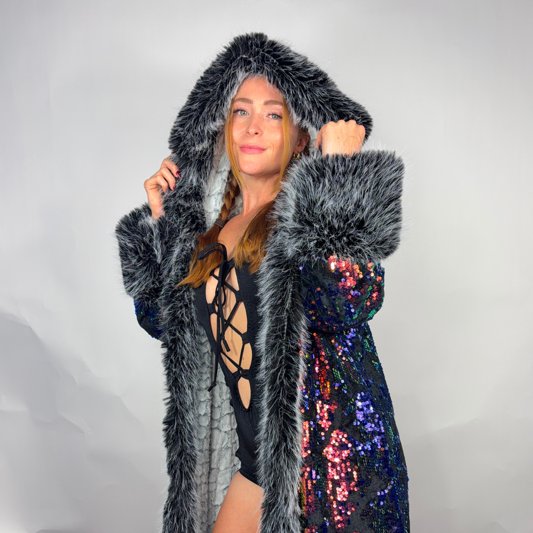 Midnight Smoke Sequin Coat