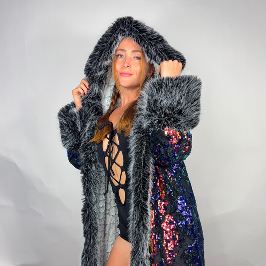 Midnight Smoke Sequin Coat