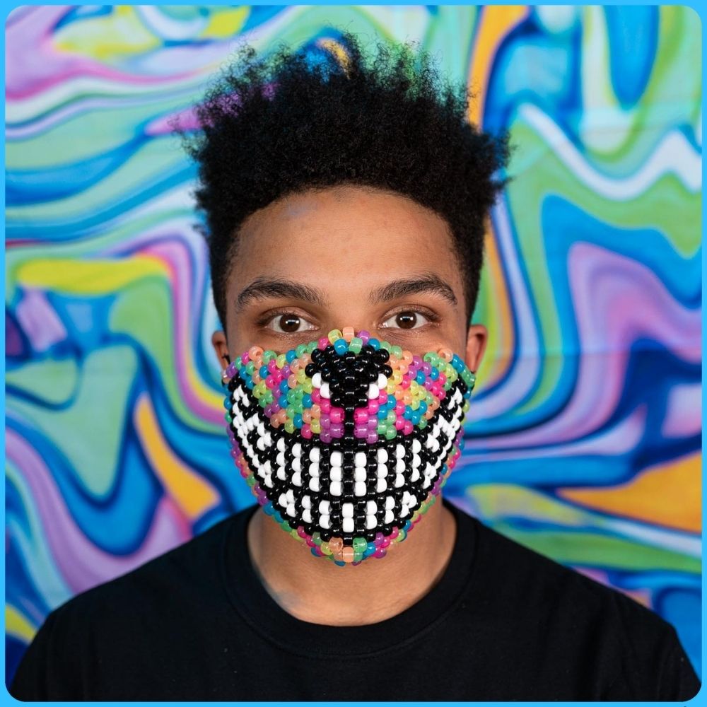 Trippy Glow Cheshire Cat Kandi Mask (Shield)