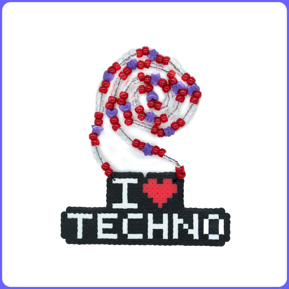 I Love Techno Perler Necklace (Small)