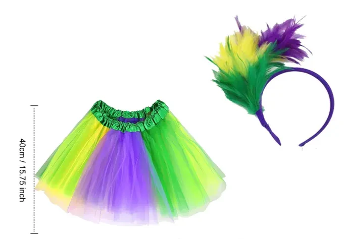 Feathered Headband and Skirt Set
