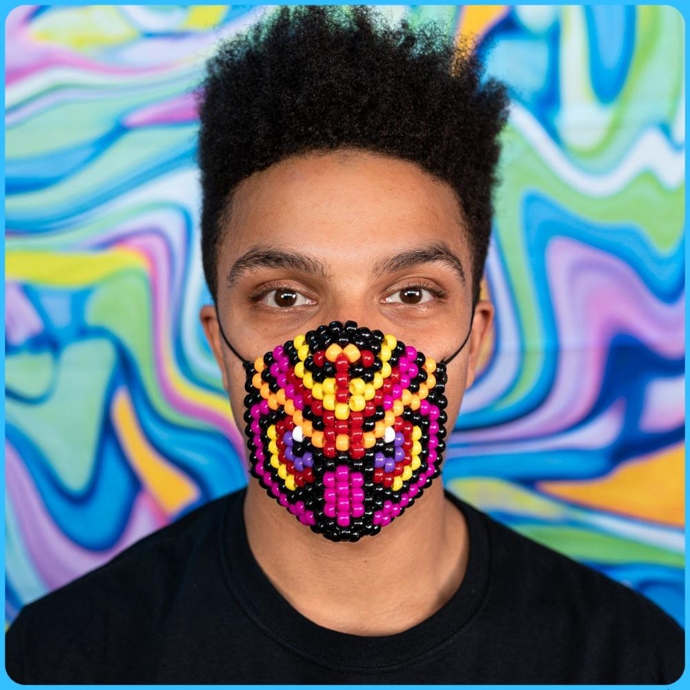 Pink Mystical Owl Round Kandi Mask