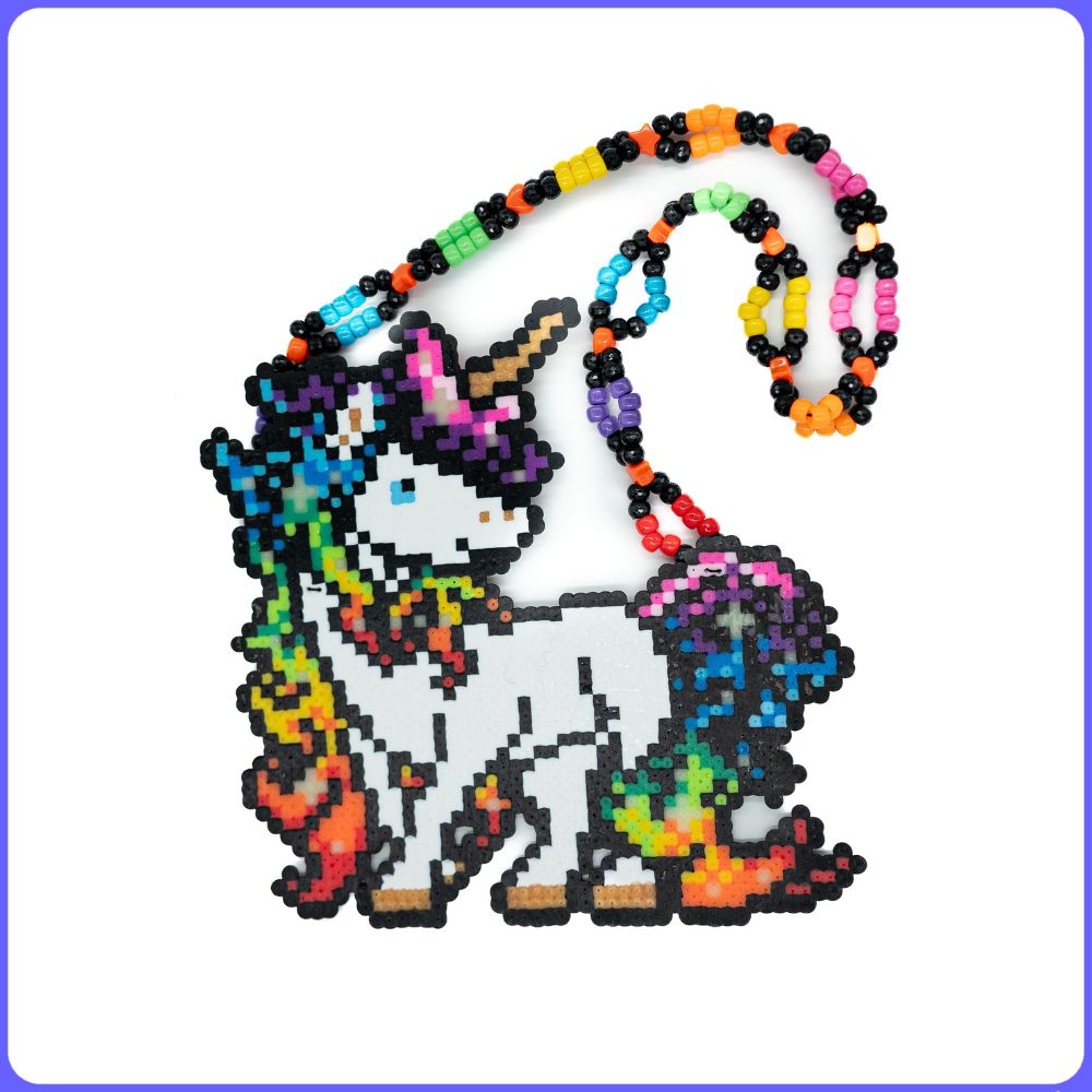 Rainbow Unicorn Perler Necklace (XL)