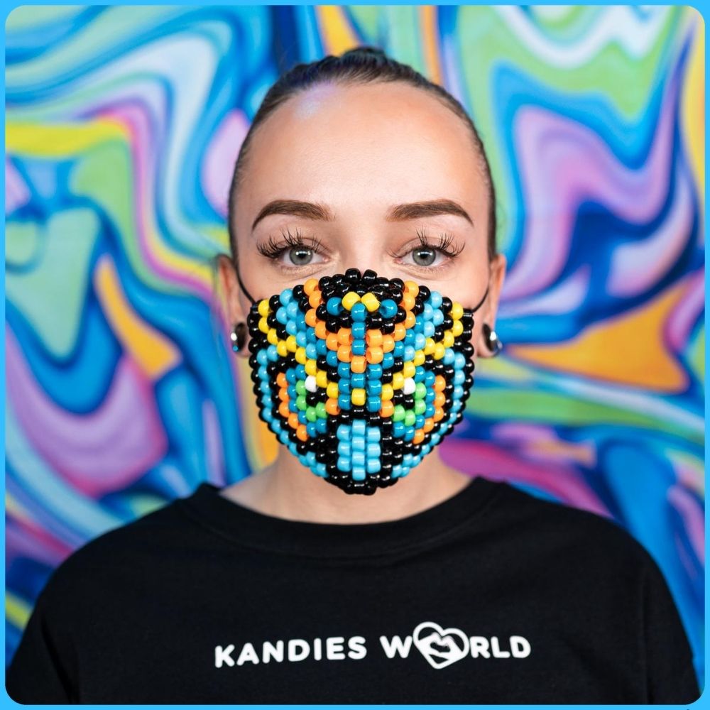 Blue Mystical Owl Kandi Mask (Round)