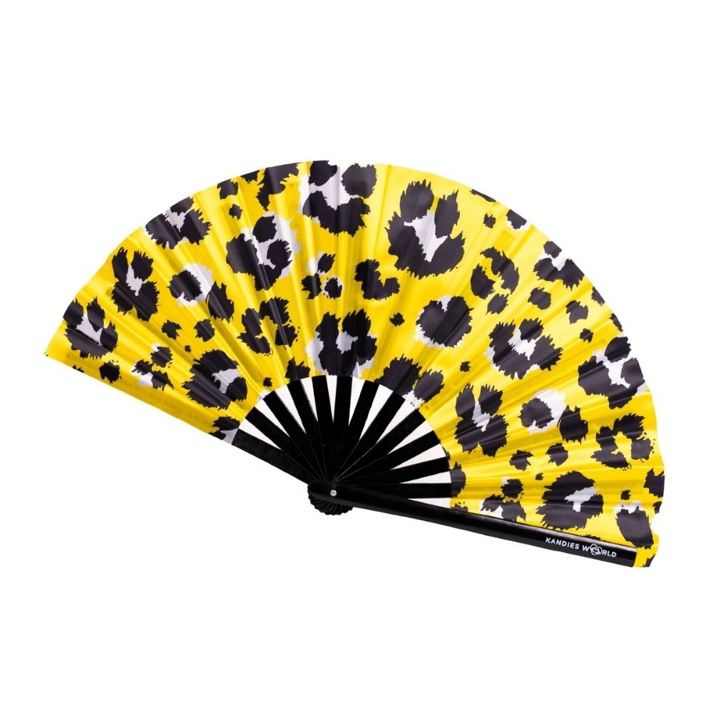 Yellow Cheetah Hand Fan