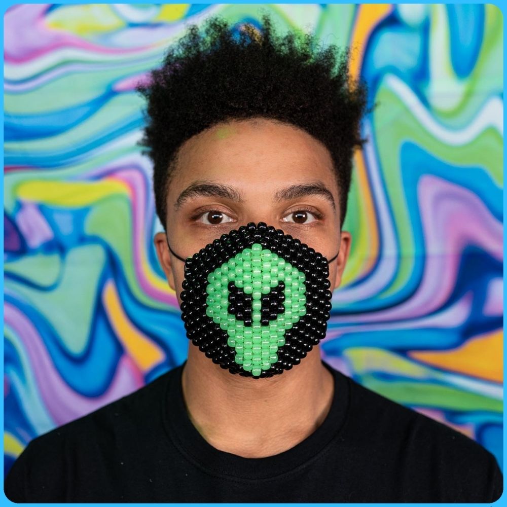 Glow-in-the-Dark Alien Kandi Mask (Round)