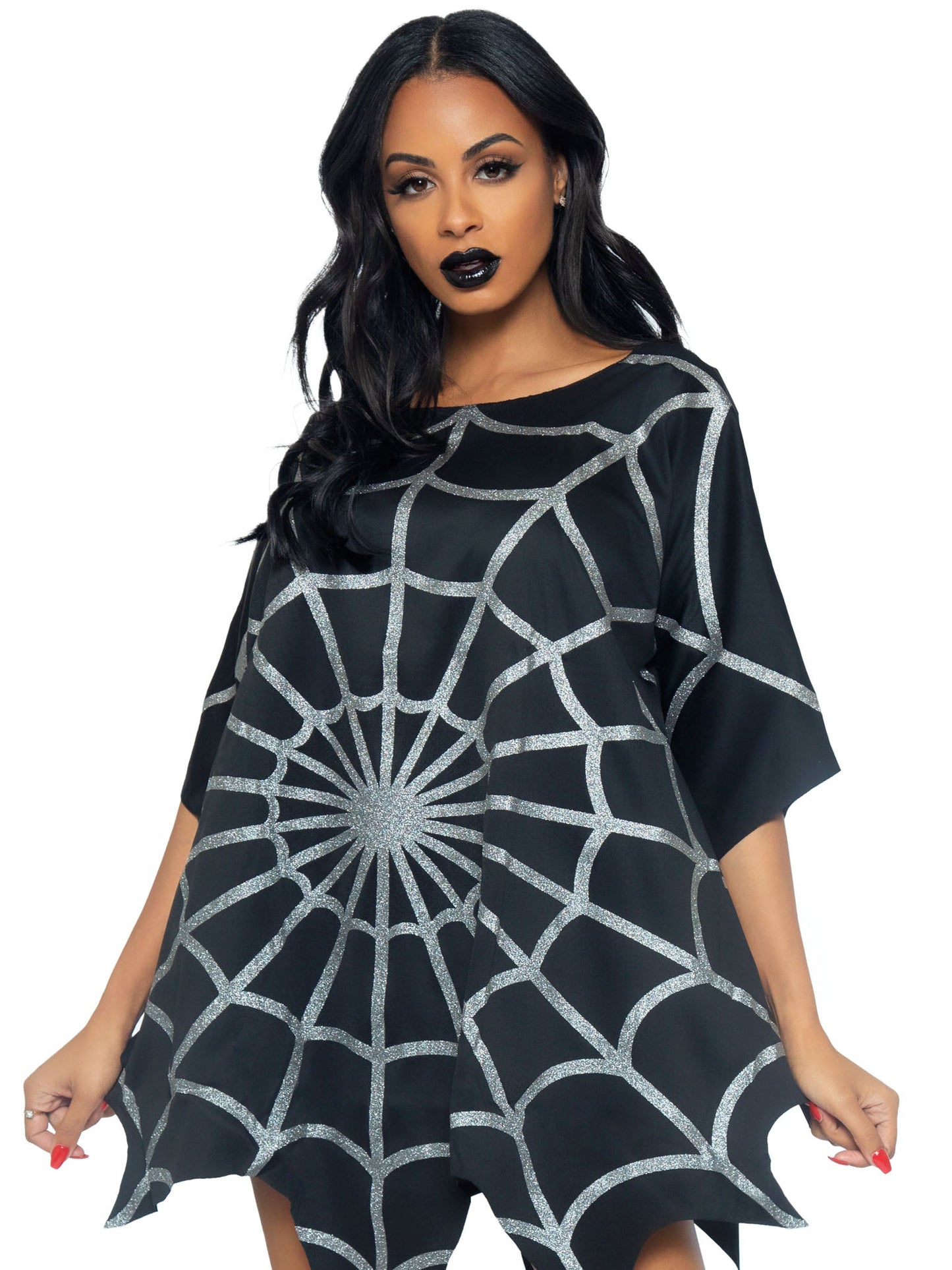 Gothic Glitter Spider Web Costume Poncho