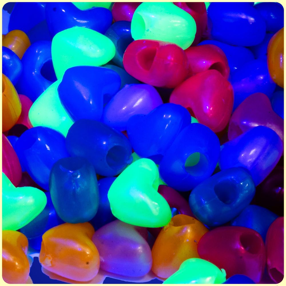 UV Fluorescent Heart Beads (150 Pack)