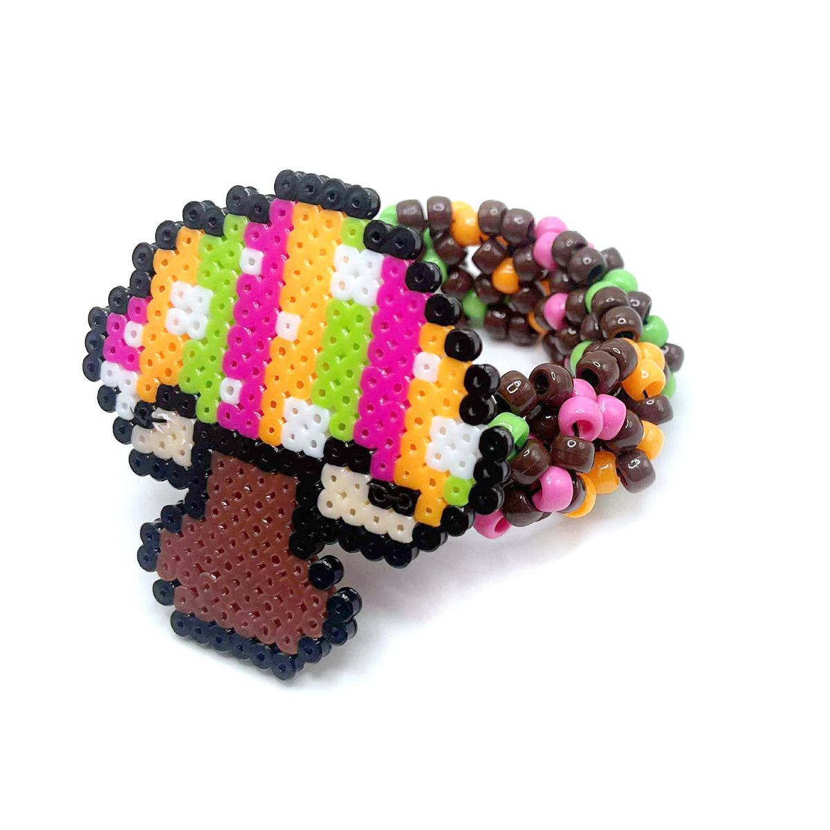Rainbow Mushroom Kandi Cuff