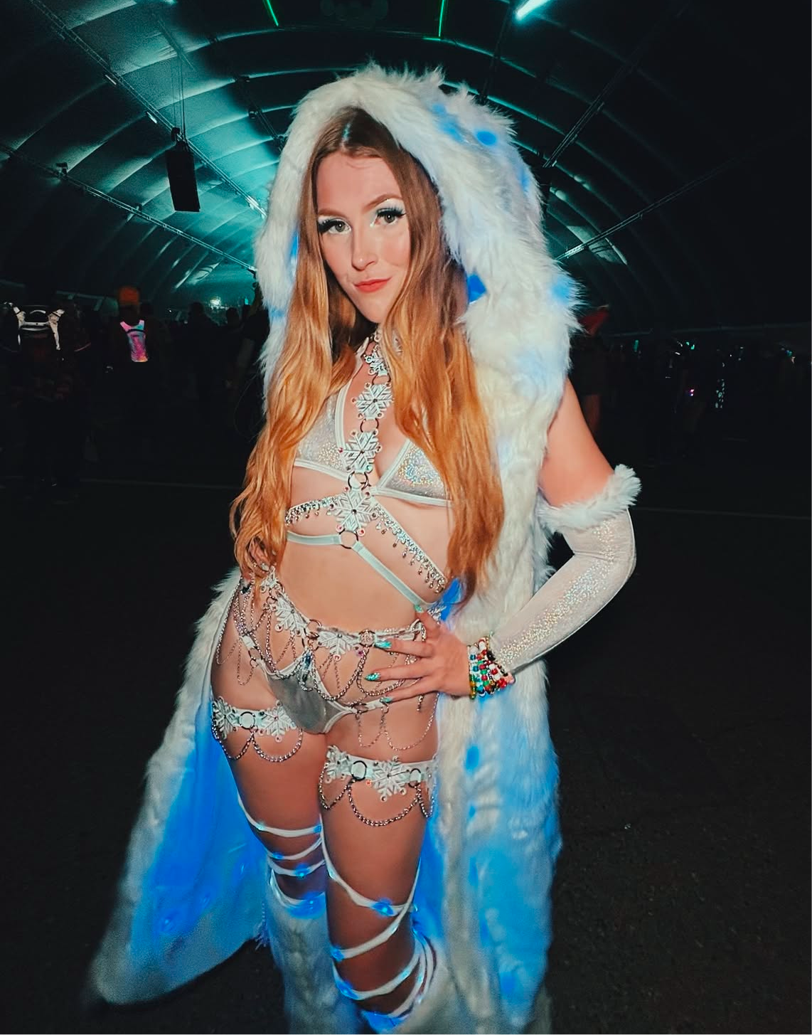 Long LED Light-Up Faux Fur Coat