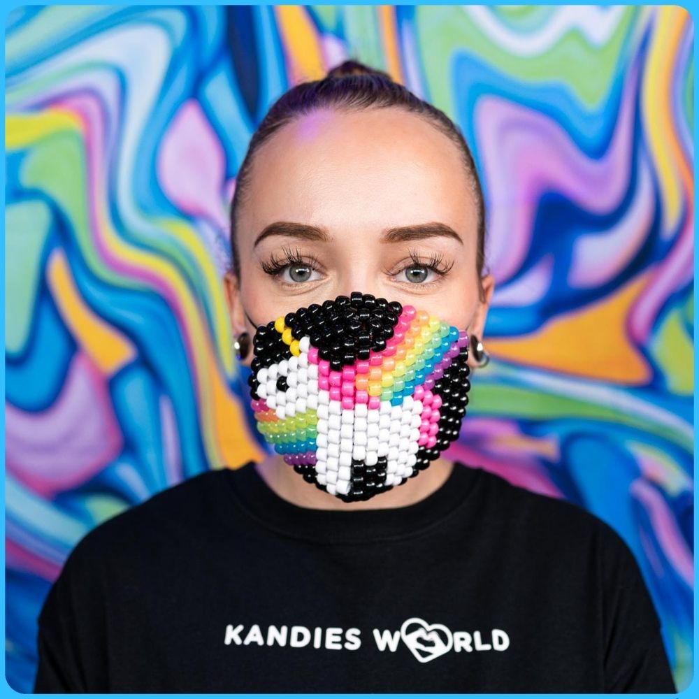 Rainbow Unicorn Glow Kandi Mask (Round)