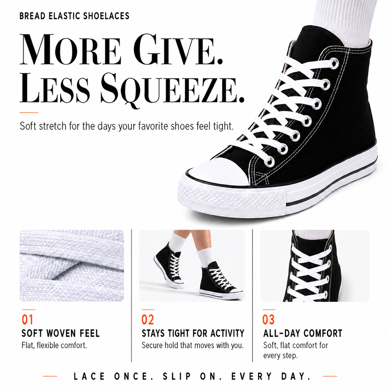 Cloud White Elastic Shoelaces