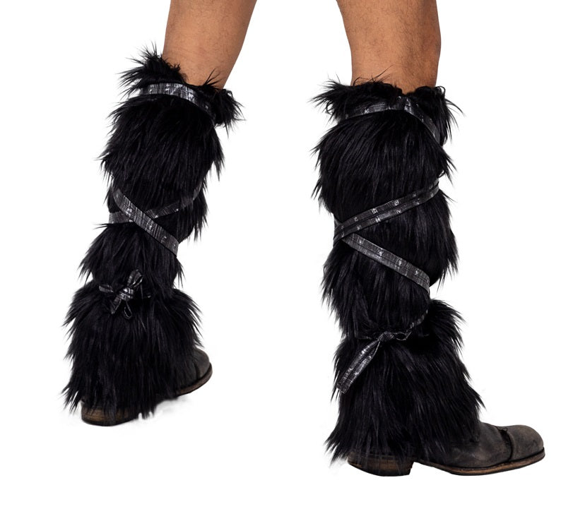 Black Faux Fur Leg Warmers