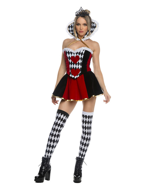 Red/Black 4pc Wonderland Queen in velvet for rave looks