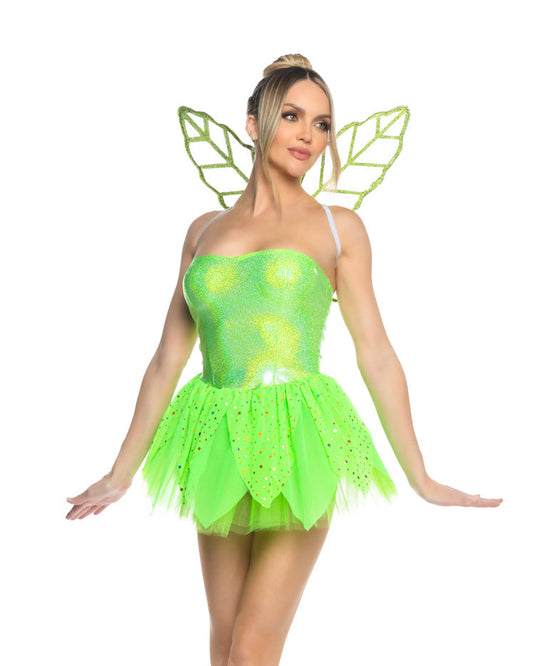Green 3pc Happy Thoughts Pixie in spandex for rave looks