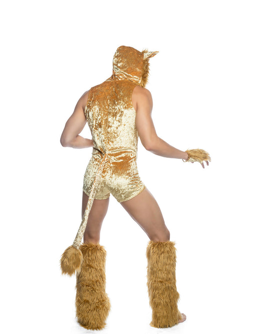 Gold 2pc Lusty Lion King in faux fur for rave looks