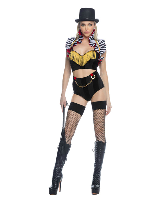 Black/White 5pc Circus Ring Leader in satin for rave looks