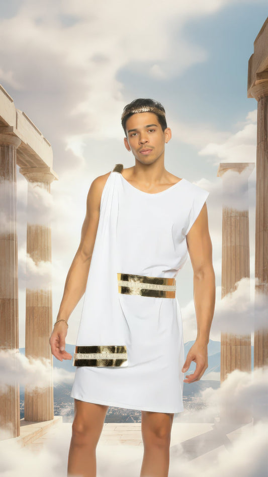White/Gold 2pc Gilded Greek God for rave looks
