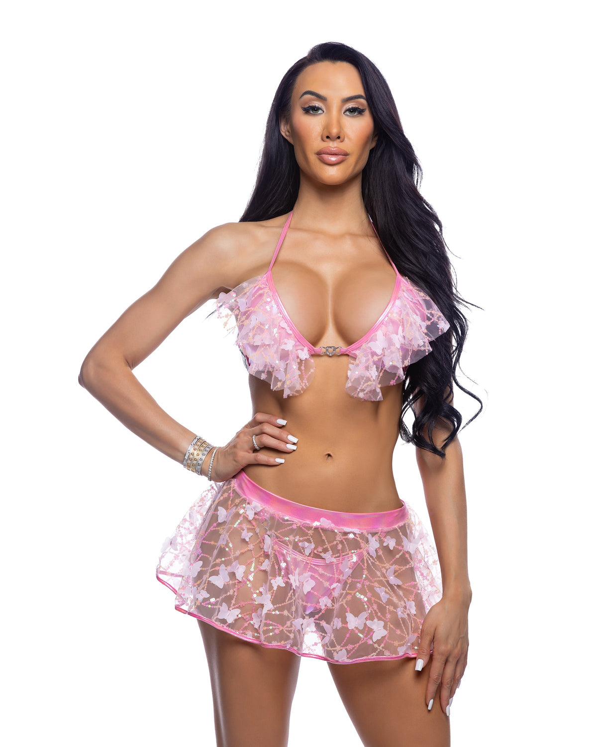 Butterfly & Sequin Mini Skirt – Pink