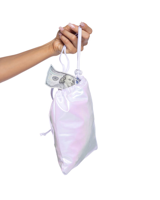 Neon Yellow Metallic Iridescent Money Bag in iridescent for rave looks